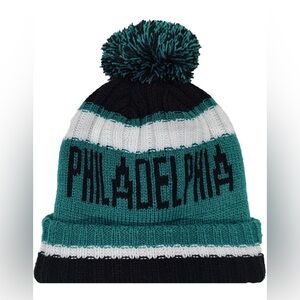 NWT Philadelphia Toddler Pom-Pom Beanie - Teal, Black, and White